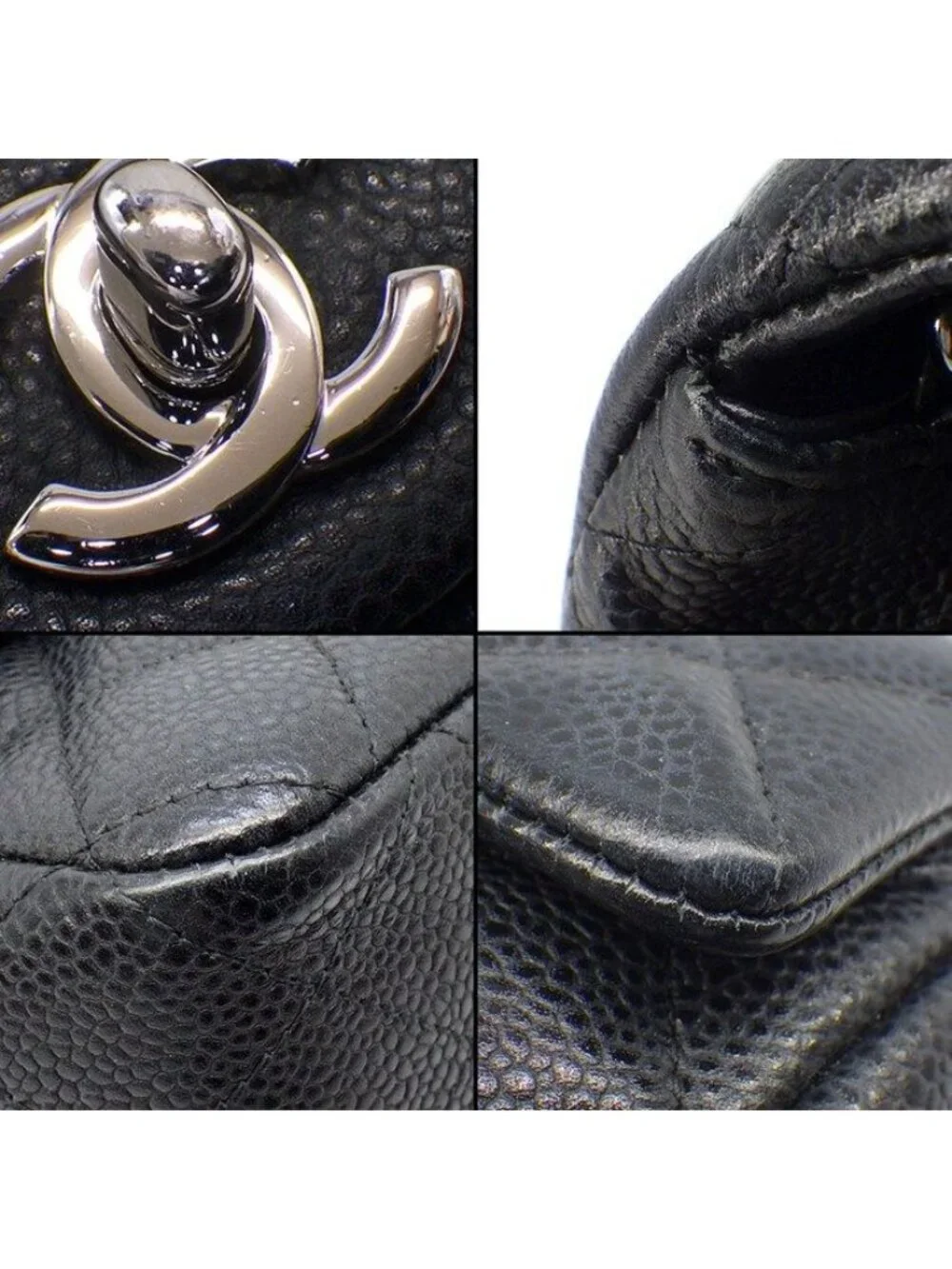 Chanel Shoulder Bag Quilted 20 Mini Classic Black Caviar Leather